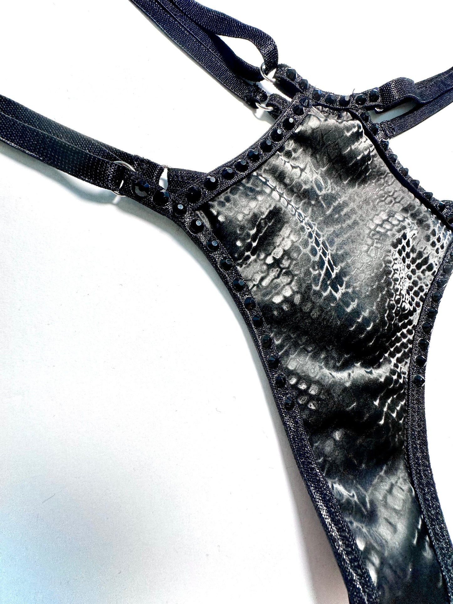 Medusa Black Thong Crystal Rave Bottoms