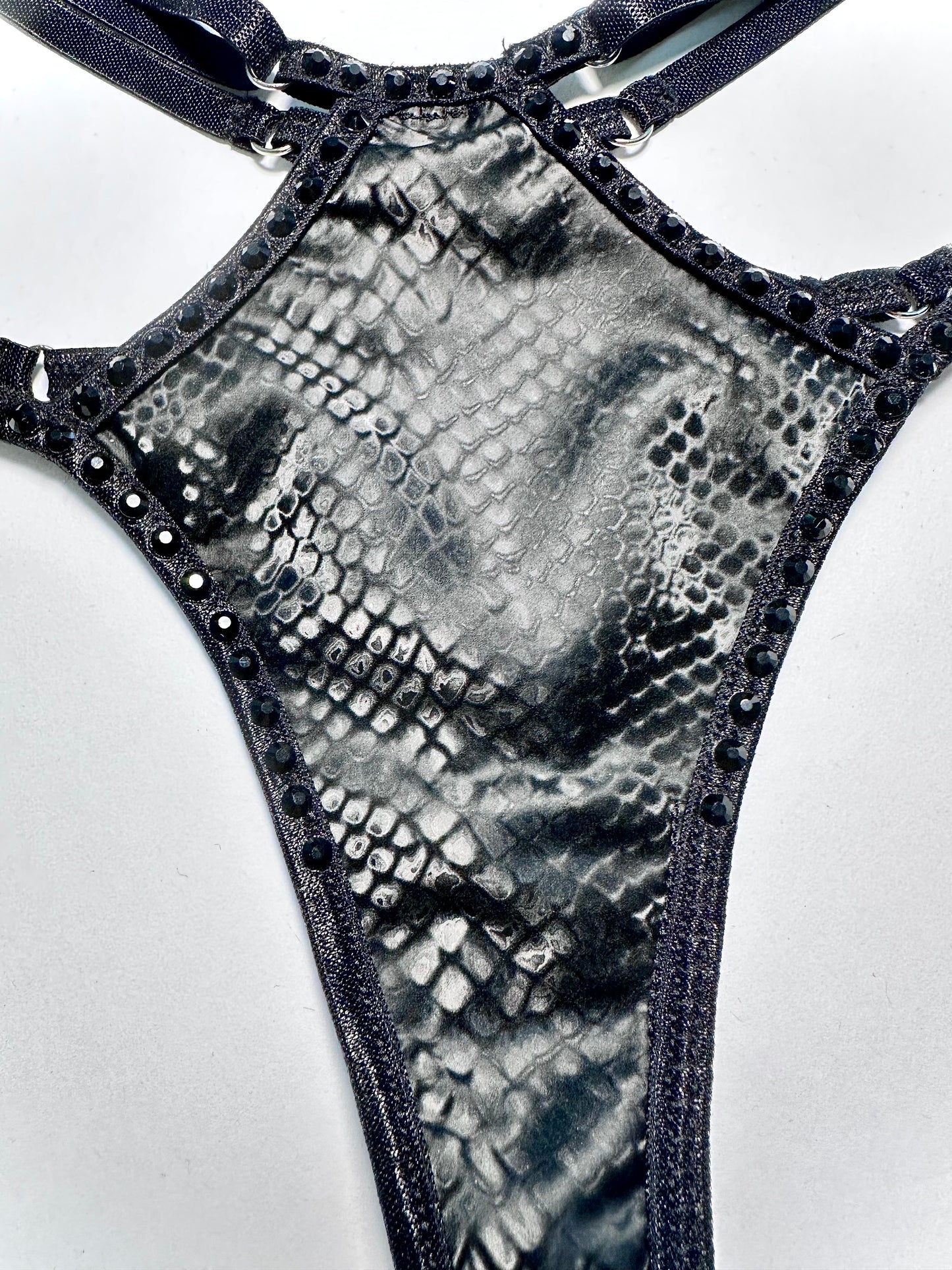 Medusa Black Thong Crystal Rave Bottoms